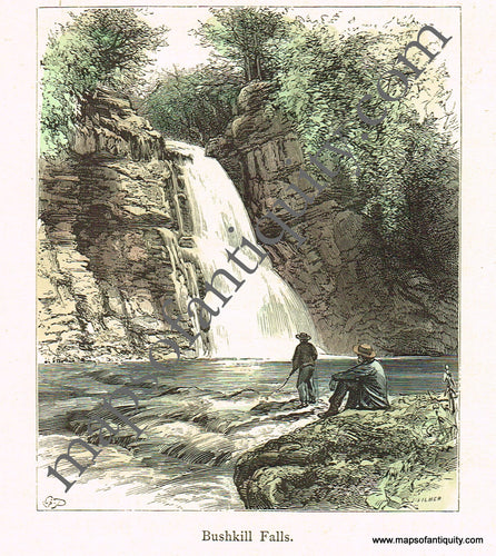 Antique-Hand-Colored-Engraved-Illustration-Bushkill-Falls-United-States-Mid-Atlantic-1872-Picturesque-America-Maps-Of-Antiquity