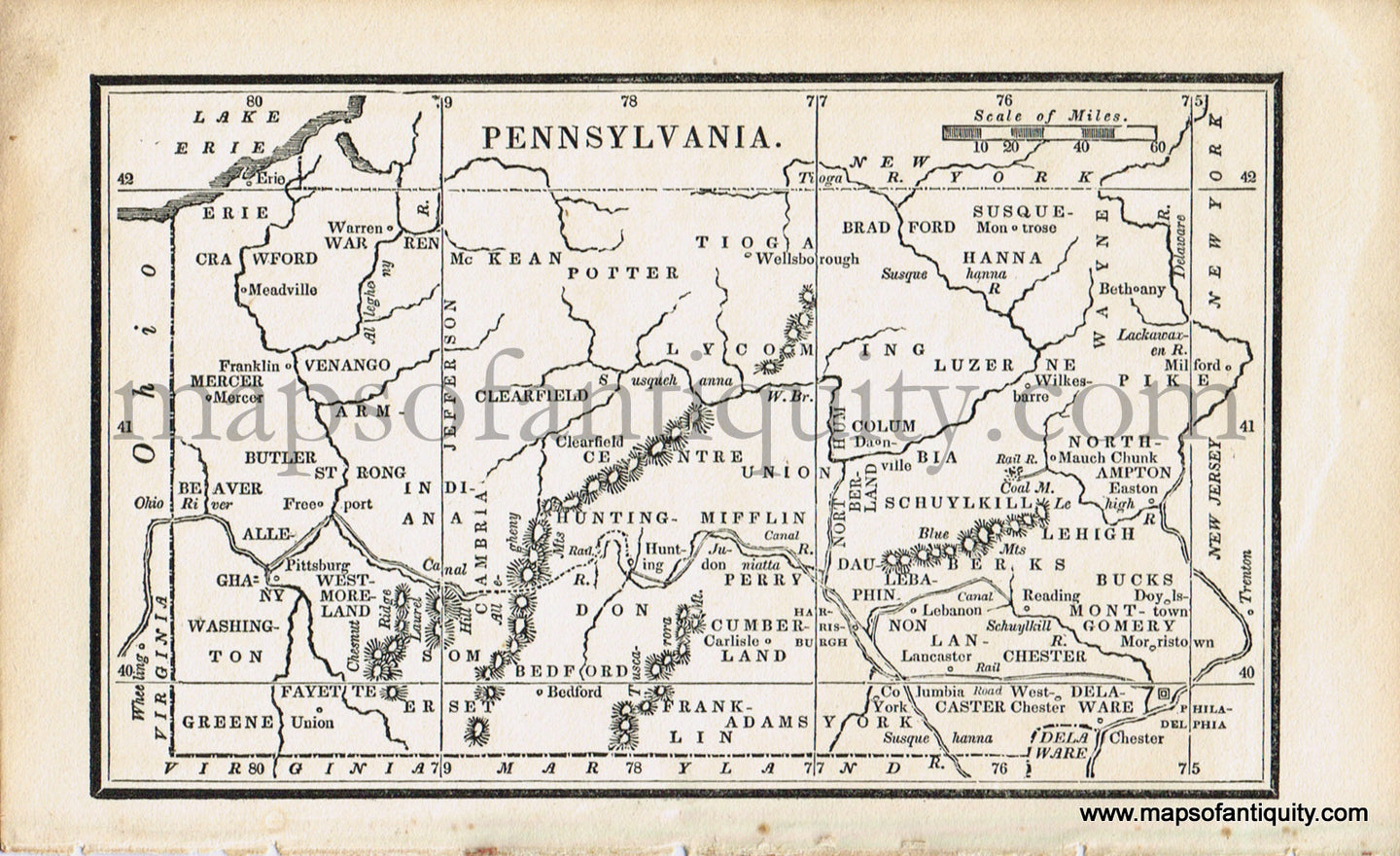 Antique-Black-and-White-Map-Pennsylvania-United-States-Mid-Atlantic-1830-Boston-School-Geography-Maps-Of-Antiquity