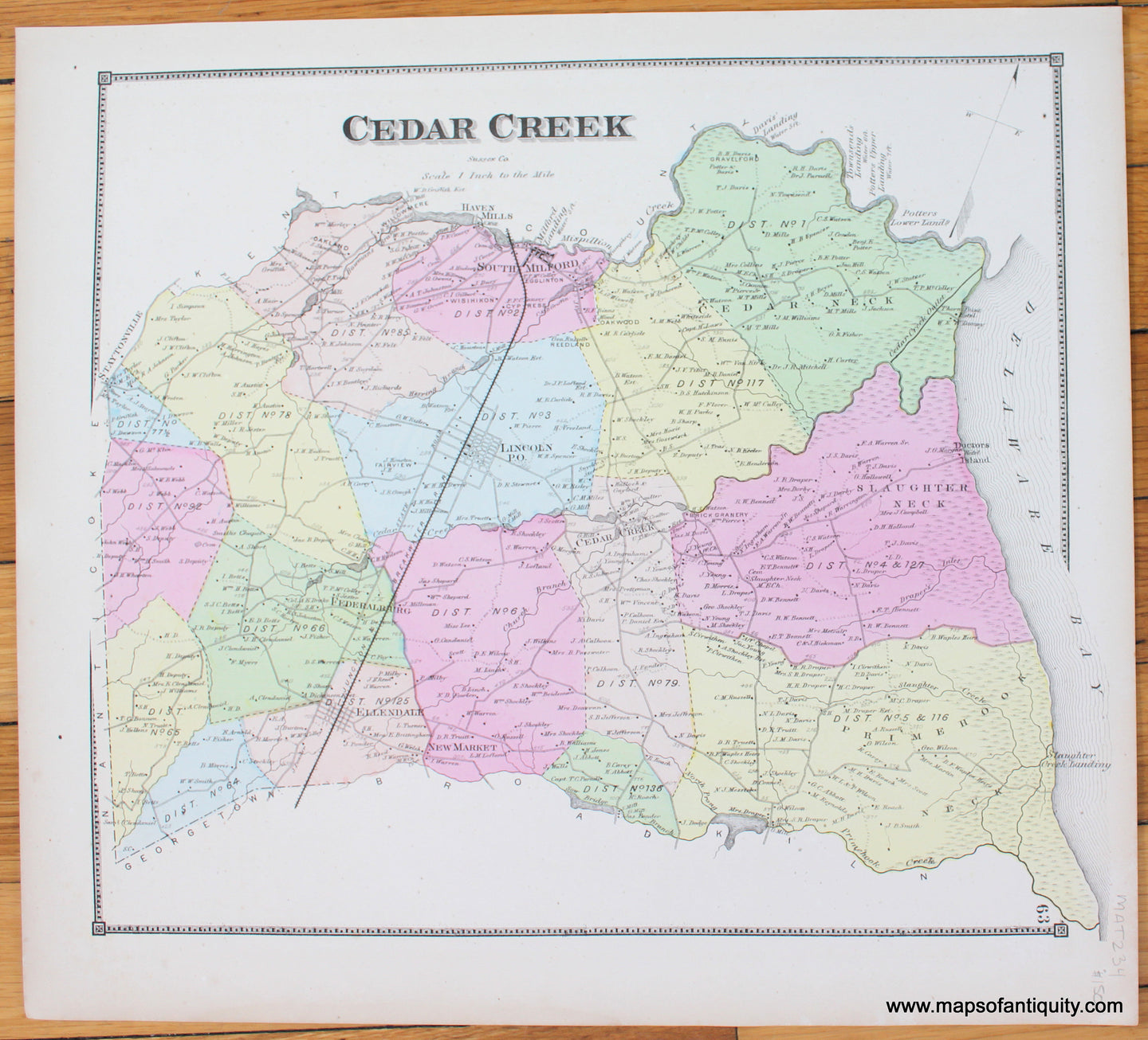 Cedar-Creek-Antique-Map-1868-Beers-1860s-1800s-19th-century-Maps-of-Antiquity