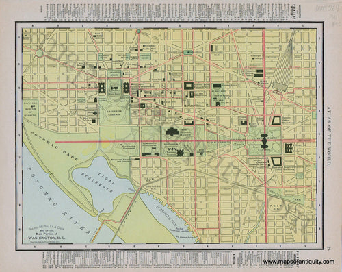 Antique-Printed-Color-Map-Map-of-the-Main-Portion-of-Washington-D.-C.-Verso:-Virginia-1911-Rand-McNally-Mid-Atlantic-Washington-DC-Virginia-1800s-19th-century-Maps-of-Antiquity