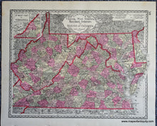 Load image into Gallery viewer, 1888 - Tunison&#39;s Virginia, West Virginia, Maryland, Delaware and District of Columbia, verso: Tunison&#39;s Pennsylvania and New Jersey - Antique Map

