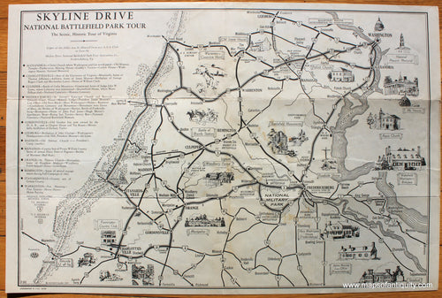 Antique-Uncolored-Pictorial-Map-Skyline-Drive-National-Battlefield-Park-Tour-The-Scenic-Historic-Tour-of-Virginia-United-States-Mid-Atlantic-1937-AAA-Maps-Of-Antiquity-1800s-19th-century