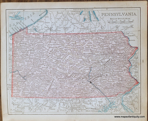 Genuine-Antique-Map-Pennsylvania-1900-Rand-McNally-Maps-Of-Antiquity