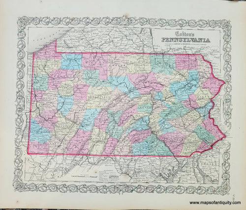 Genuine-Antique-Map-Coltons-Pennsylvania-1859-Colton-Maps-Of-Antiquity