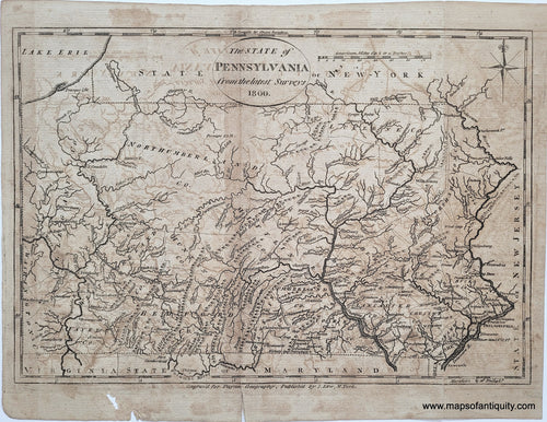Genuine-Antique-Map-The-State-of-Pennsylvania-from-the-latest-Surveys-1800--1800-John-Payne-Maps-Of-Antiquity