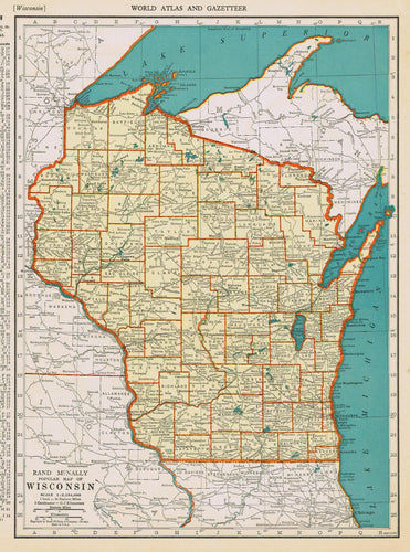 Genuine-Antique-Map-Popular-Map-of-Wisconsin-1940-Rand-McNally-Maps-Of-Antiquity