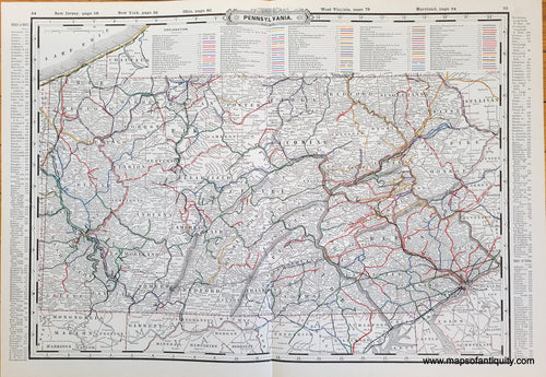 Genuine-Antique-Map-Pennsylvania-1900-circa-Cram-Grant-Maps-Of-Antiquity