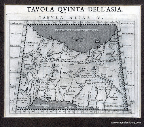 Black-and-White-Antique-Map.-Tavola-Quinta-Dell'Asia-Middle-East-and-Holy-Land--1598-Giovanni-Antonio-Magini-Maps-Of-Antiquity