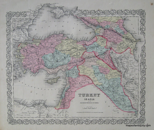 Antique-Hand-Colored-Map-Coltons-Turkey-in-Asia-and-the-Caucasian-Provinces-of-Russia--1855-Colton-Maps-Of-Antiquity