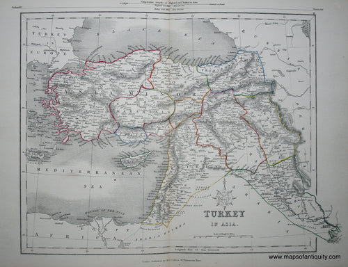 Antique-Hand-Colored-Map-Turkey-in-Asia-Middle-East-and-Palestine-Turkey-c.-1850-Appleton-Maps-Of-Antiquity