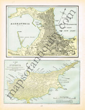 Load image into Gallery viewer, 1894 - Egypt, Arabia, Upper Nubia and Abyssinia, verso: Alexandria (Egypt), and A Map of Cyprus - Antique Map

