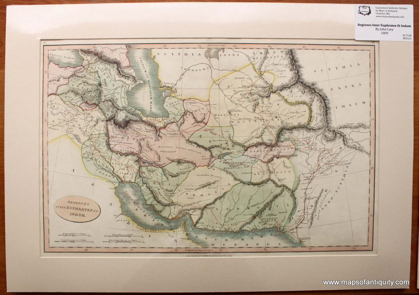 Antique-Hand-Colored-Map-Regiones-Inter-Euphraten-Et-Indum-Middle-East-&-Holy-Land--1809-Cary/Smith-Maps-Of-Antiquity