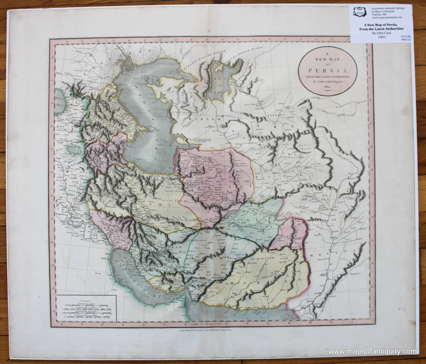 Antique-Hand-Colored-Map-A-New-Map-of-Persia-From-the-Latest-Authorities-Middle-East-&-Holy-Land--1801-Cary-Maps-Of-Antiquity