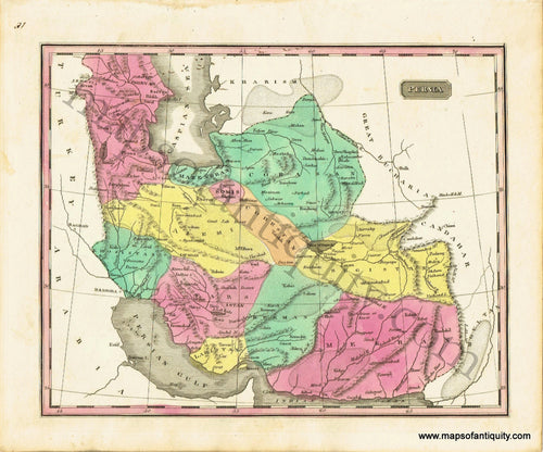 Antique-Hand-Colored-Map-Persia-Middle-East-&-Holy-Land--1830-Key/Hunt-Maps-Of-Antiquity