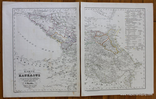 Antique-Hand-Colored-Map-Karte-von-Kaukasus-Middle-East-&-Holy-Land--1847-Flemming-Maps-Of-Antiquity