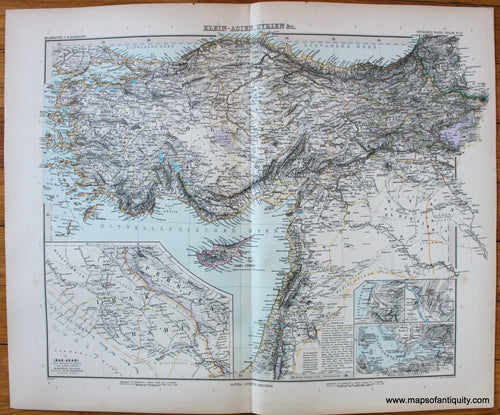 Antique-Map-Klein-Asien-Syrien-Turkey-Syria-Armenia-Iraq-Stieler-1889-1880s-1800s-19th-century-Maps-of-Antiquity