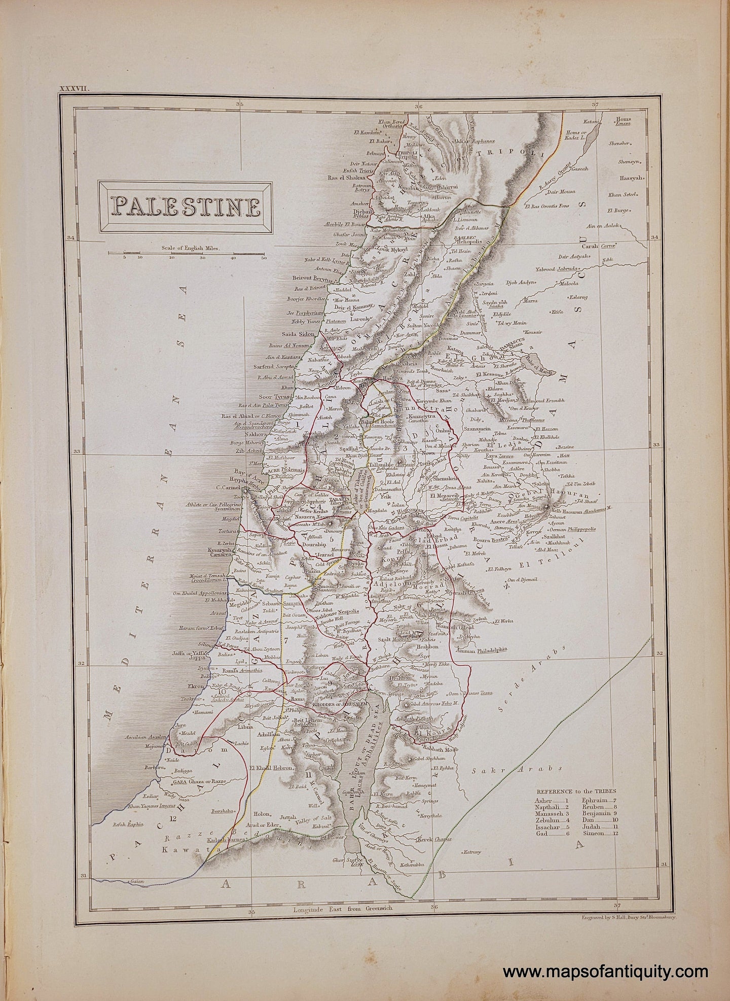 Genuine-Antique-Map-Palestine-1841-Black-Maps-Of-Antiquity