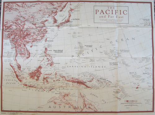 Antique-Military-Lithographed-Map-The-Pacific-and-Far-East-Newsmap-WWII-Map-**********-Military-World-War-II-1944-U.S.-Government-Maps-Of-Antiquity