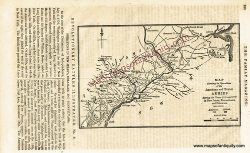 Antique-Uncolored-Map-Map-Shewing-the-Operations-of-the-American-and-British-Armies-during-the-Years-1776-and-1777-in-New-Jersey-Pennsylvania-and-Delaware-United-States-United-States-1839-The-Family-Magazine-Maps-Of-Antiquity