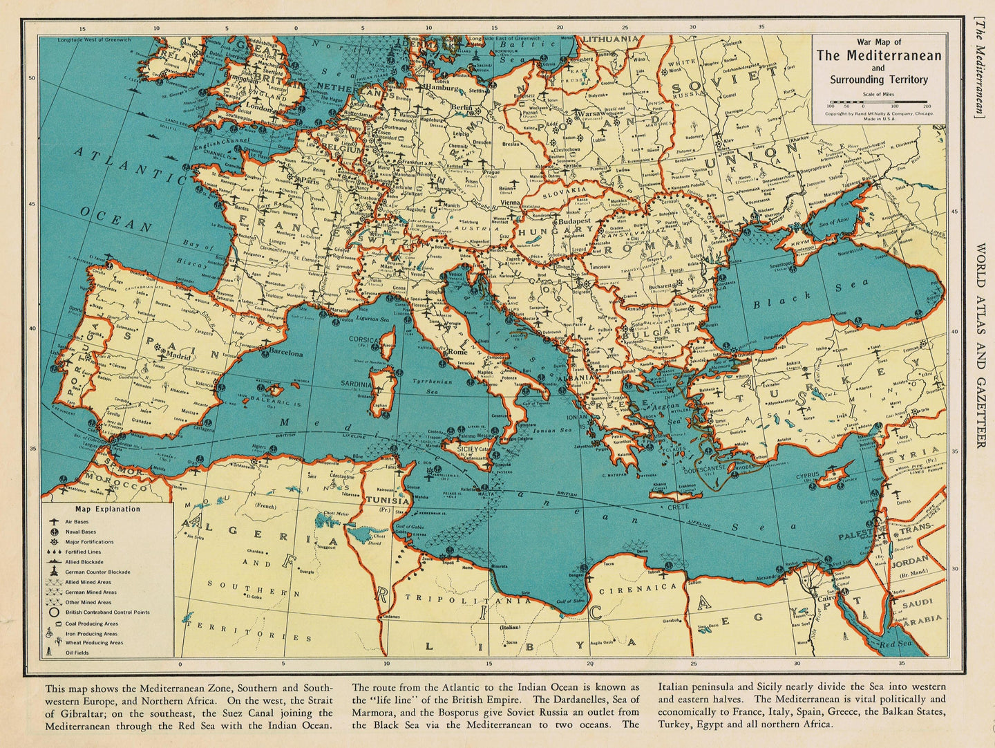 Genuine-Antique-Map-War-Map-of-The-Mediterranean-1940-Rand-McNally-Maps-Of-Antiquity