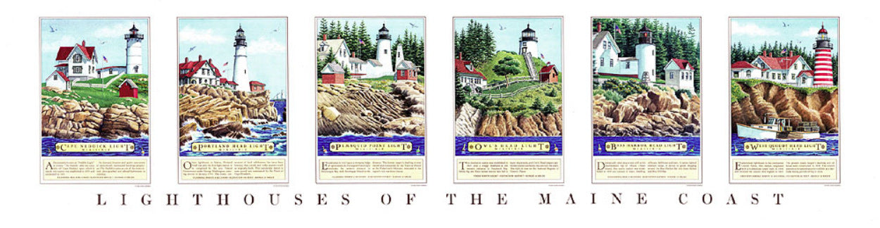 Modern-Print-Lighthouses-of-the-Maine-Coast-1996-Gaines-Maps-Of-Antiquity