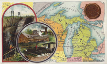 Load image into Gallery viewer, Antique-Map-Arbuckle-Chromolithograph-Print-Michigan-Vignettes-1890-1890s-1800s-Late-19th-Century-Maps-of-Antiquity

