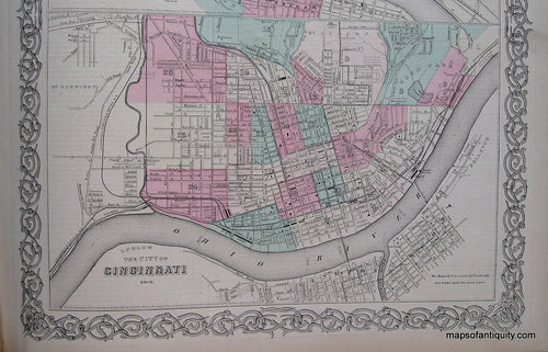 Hand-colored-Map-The-City-of-Cincinnati-******-United-States-Midwest-1871-Colton-Maps-Of-Antiquity