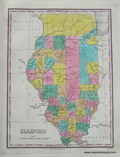 Antique-Hand-Colored-Map-Illinois-******-United-States-Midwest-1826-Anthony-Finley-Maps-Of-Antiquity