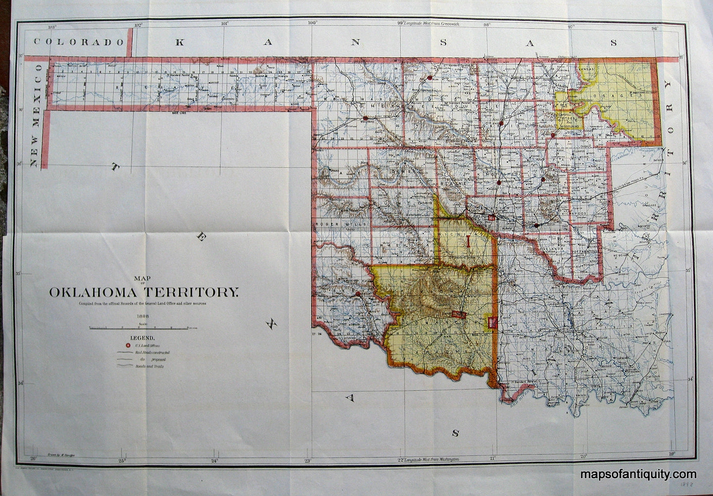 '-Map-of-Oklahoma-Territory-**********-United-States-Oklahoma-1898-U.S.-State-Surveys-Maps-Of-Antiquity