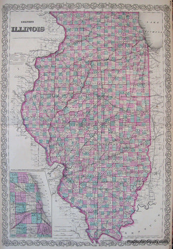 Antique-Hand-Colored-Map-Colton's-Illinois-United-States-Illinois-1871-Colton-Maps-Of-Antiquity