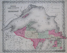 Load image into Gallery viewer, Antique-Hand-Colored-Map-Colton&#39;s-Lake-Superior-and-the-Northern-Part-of-Michigan--Colton&#39;s-Michigan-******-United-States-Michigan-1865-Colton-Maps-Of-Antiquity
