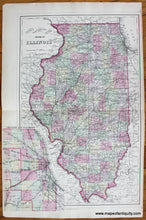 Load image into Gallery viewer, Antique-Hand-Colored-Map-County-and-Township-Map-of-the-State-of-Illinois-verso-Plan-of-Cincinnati-and-Vicinity--United-States-Illinois-1884-Mitchell-Maps-Of-Antiquity
