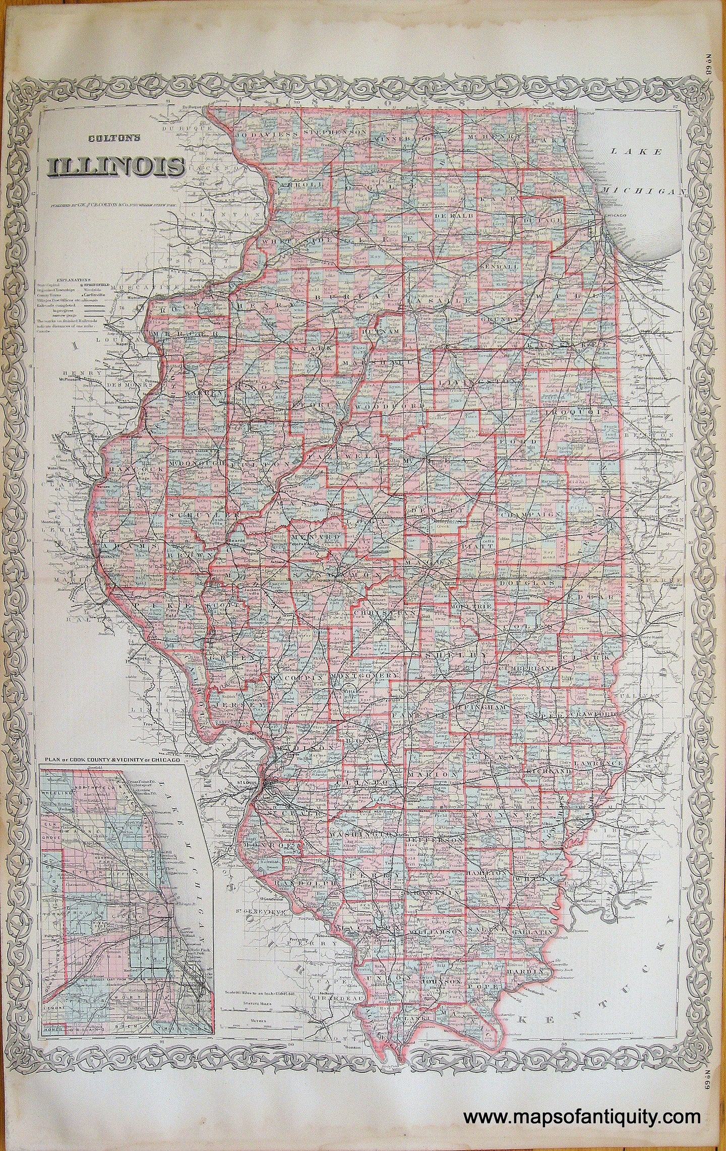 Antique-Hand-Colored-Map-Coltons-Illinois-1887-Colton-Maps-Of-Antiquity