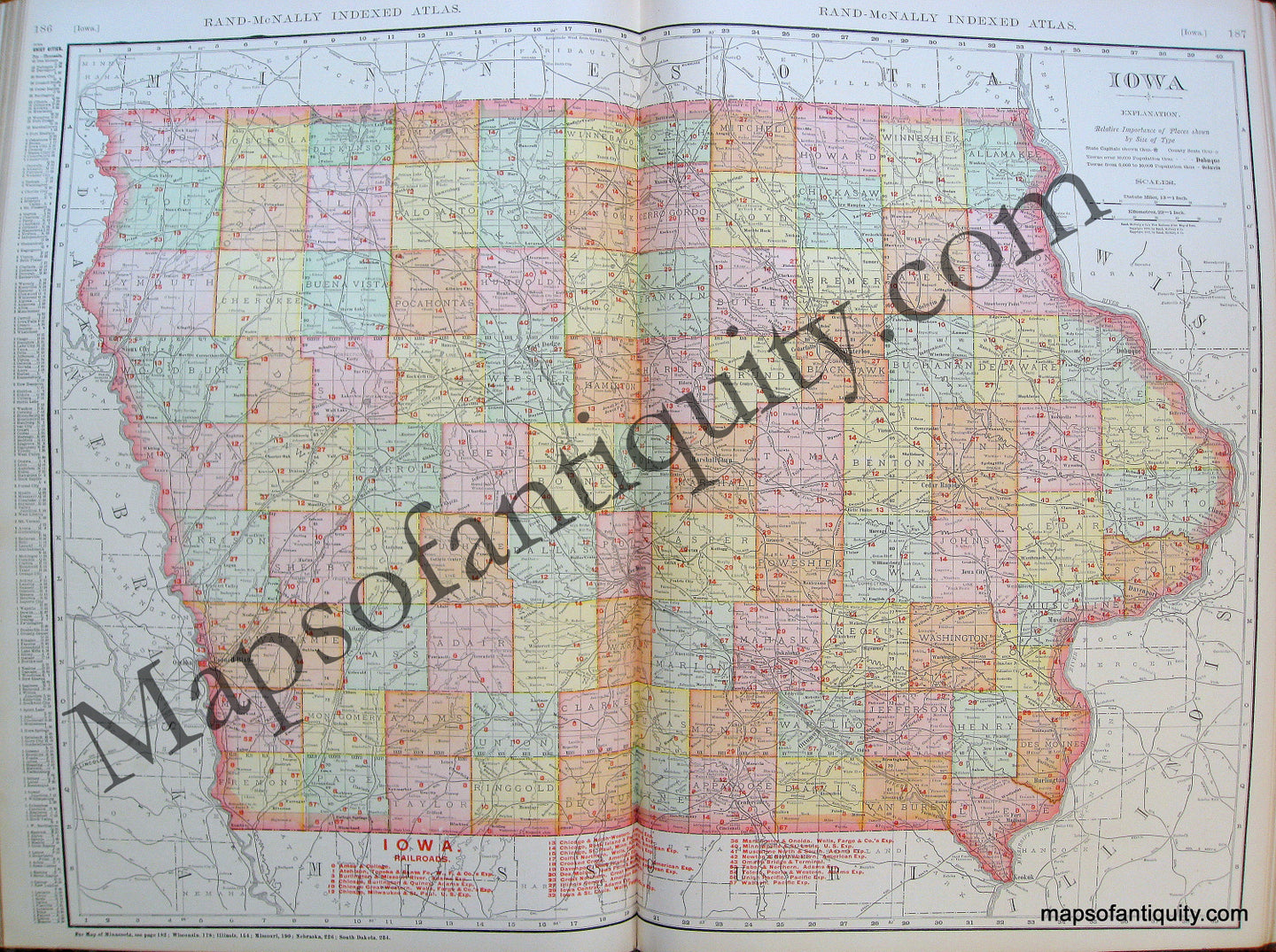 Printed-Color-Map-Iowa--United-States-Iowa-1904-McNally-Maps-Of-Antiquity