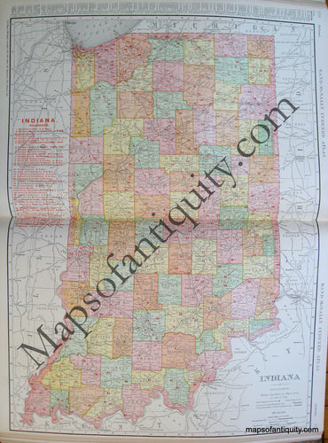 Printed-Color-Map-Indiana-United-States-Indiana-1904-McNally-Maps-Of-Antiquity