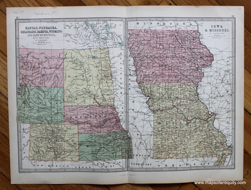 Antique-Printed-Color-Map-Kansas-Nebraska-Colorado-Dakota-Wyoming-and-Part-of-Montana-with-Manitoba.-Iowa-&-Missouri.-United-States-Midwest-1873-J.-Bartholomew-Maps-Of-Antiquity