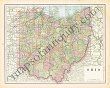 Load image into Gallery viewer, Antique-Printed-Color-Map-Ohio-verso:-Cincinnati-United-States-Midwest-1894-Cram-Maps-Of-Antiquity
