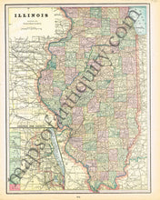 Load image into Gallery viewer, Antique-Printed-Color-Map-Illinois-verso:-Chicago-United-States-Midwest-1894-Cram-Maps-Of-Antiquity
