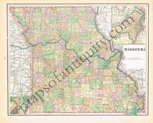 Load image into Gallery viewer, Antique-Printed-Color-Map-Missouri-verso:-Minneapolis-Minnesota-United-States-Midwest-1894-Cram-Maps-Of-Antiquity
