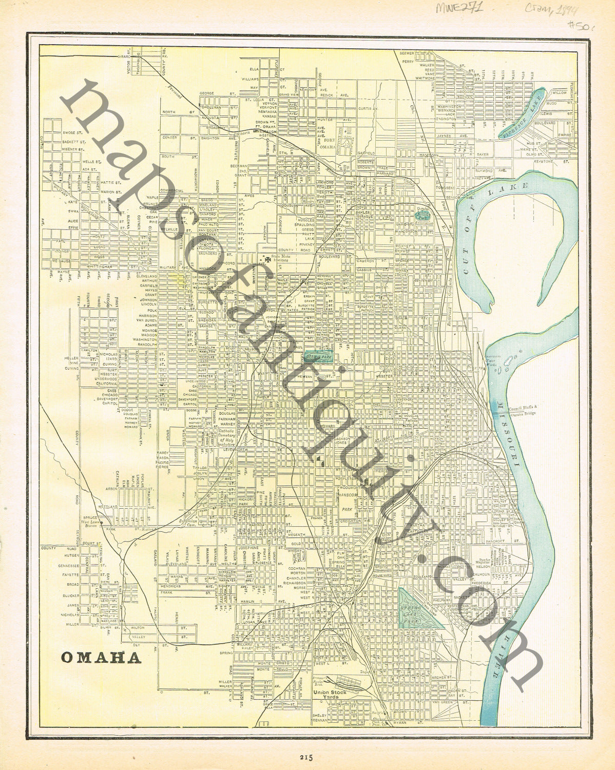 Antique-Printed-Color-Map-Omaha-verso:-Kansas-United-States-Midwest-1894-Cram-Maps-Of-Antiquity