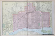 Load image into Gallery viewer, Antique-Printed-Color-Map-City-of-Detroit-Michigan-verso:-Grand-Rapids-and-Map-of-Bay-City-Michigan-North-America-Midwest-1900-Cram-Maps-Of-Antiquity
