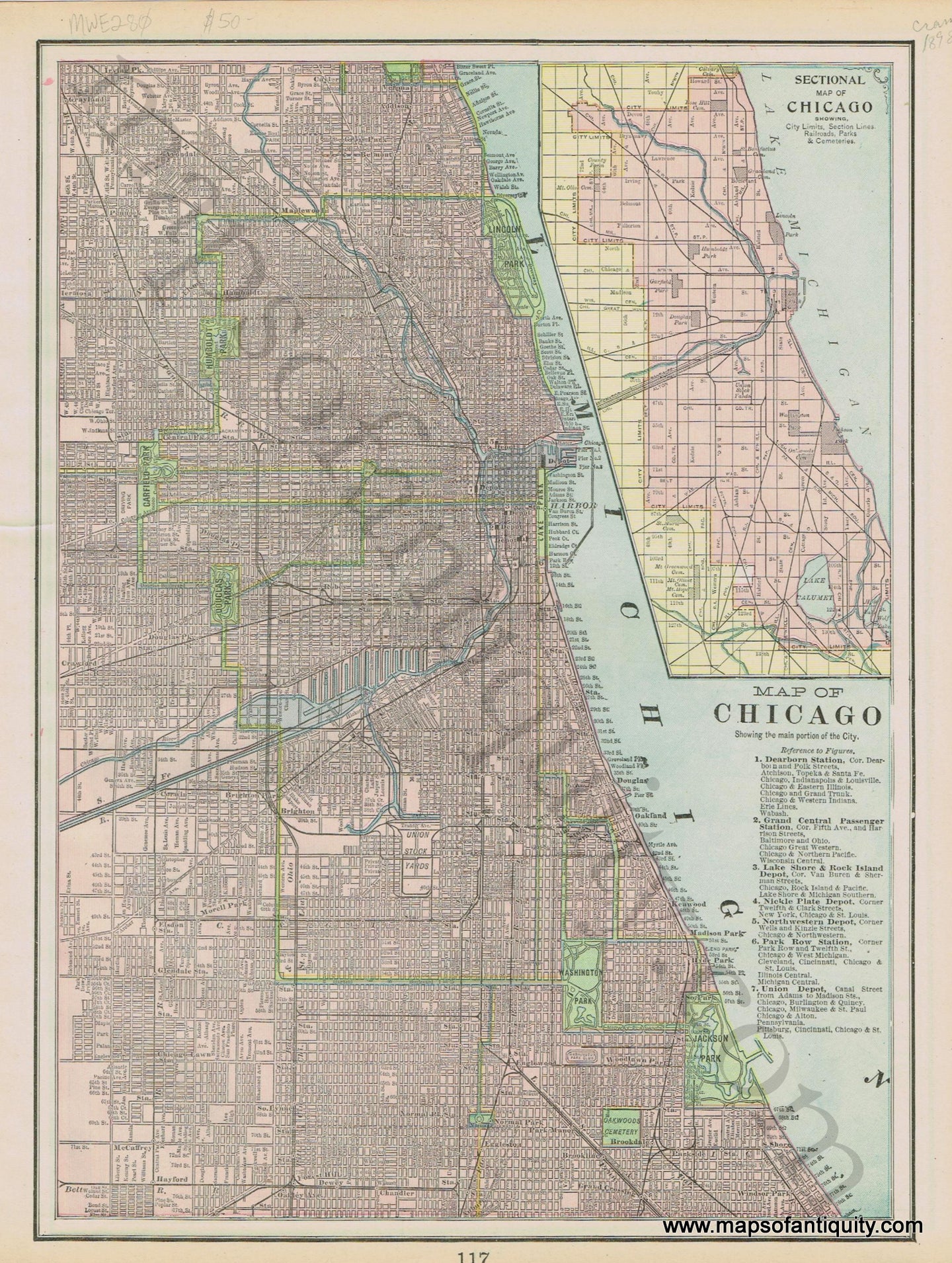 Antique-map-United-States-US-Illinois-Chicago-Missouri-St.-Louis-Cram-1898