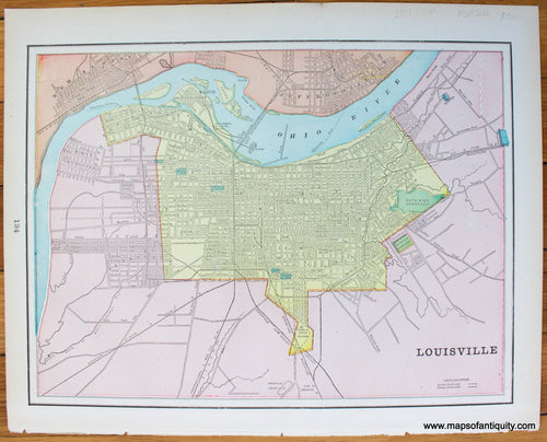 Antique-Map-United-States-US-South-Dakota-Sioux-Falls-Louisville-Kentucky-Cram-1898