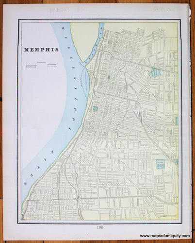 Antique-Map-United-States-US-Nashville-Tennessee-Memphis-Cram-1898