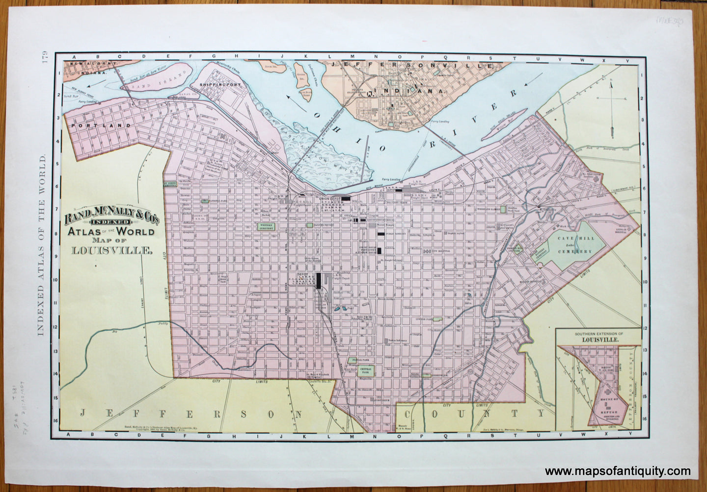 Antique-Printed-Color-Map-Map-of-Louisville--United-States-Midwest-1892-Rand-McNally-Maps-Of-Antiquity