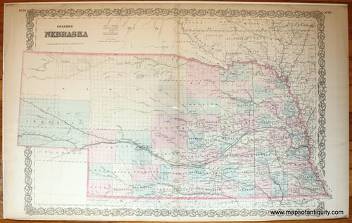 Antique-Map-Colton's-Nebraska-Colton-1876-1870s-1800s-Mid-Late-19th-Century-Maps-of-Antiquity