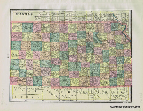 Antique-Map-State-United-States-U.S.-Midwest-Kansas-Nebraska-Home-Library-and-Supply-Association-Pacific-Coast-1892-1890s-1800s-Late-19th-Century-Maps-of-Antiquity-
