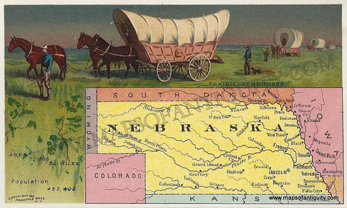 Antique-Map-Chromolithograph-Print-Vignettes-Card-Nebraska-Arbuckle-1890-1890s-1800s-Late-19th-Century-Maps-of-Antiquity