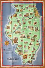 Load image into Gallery viewer, Antique-Printed-Color-Pictorial-Map-Scenic-and-Historic-Illinois-1953-Brown-&amp;-Burleigh-Midwest-Illinois-1900s-20th-century-Maps-of-Antiquity
