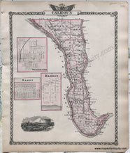 Load image into Gallery viewer, Antique-Hand-Colored-Map-Calhoun-County;-verso:-Jersey-County-Illinois-1876-Warner-&amp;-Beers-/-Union-Atlas-Co.-Midwest-1800s-19th-century-Maps-of-Antiquity
